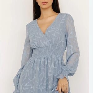 Baltic Born Women’s Bridget Light Blue Textured Maxi Dress Size Large NWT